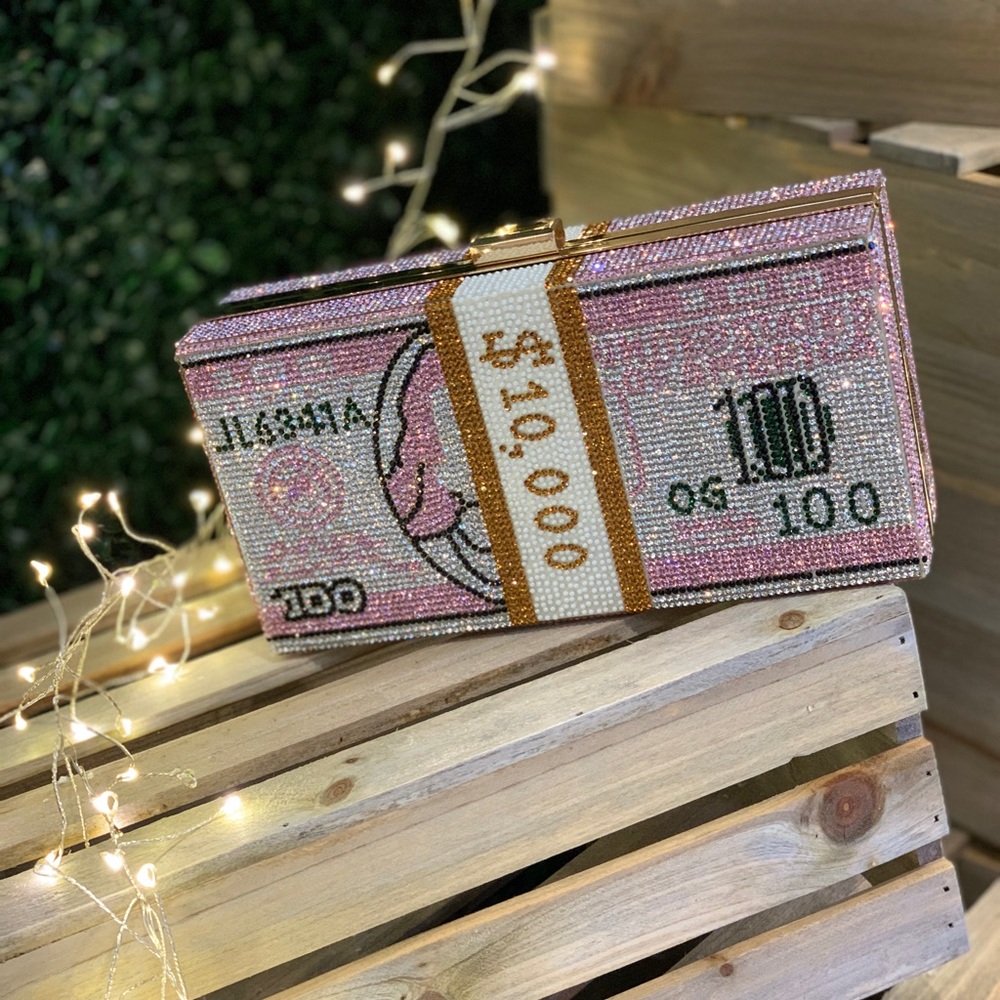 Money Rhinestone clutch bag